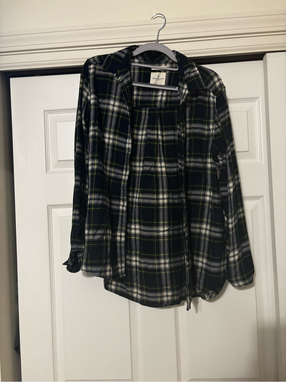 American Eagle Outfitters Black, White & Green Plaid Shirt Jacket